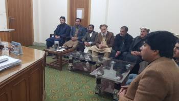 Meeting of DEO male Dir Lower with Chairman Prof: Dr. Zamin Gul, Secretary Prof: Dr. Saeed Ahmad Sani and Controller of Exam regarding SLO based question papers and Mutalia e Quran Hakeem examination 2023