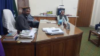 Meeting of DEO male Dir Lower with Chairman Prof: Dr. Zamin Gul, Secretary Prof: Dr. Saeed Ahmad Sani and Controller of Exam regarding SLO based question papers and Mutalia e Quran Hakeem examination 2023