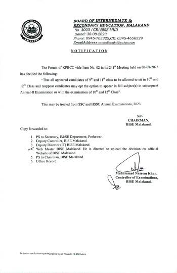9th and 11th failed subjects are promoted to 10th and 12th subsequently