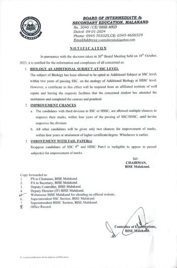 Biology as additional subject at SSC level improvement chances, improvement with