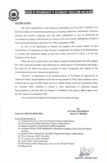 Appointment of Additional Deputy Superintendents