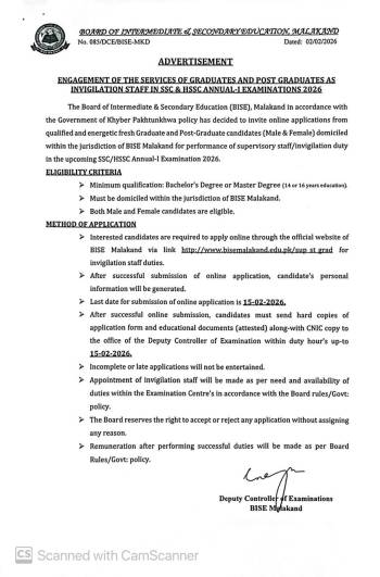 Engagement of Graduate and Postgraduate Candidates as Invigilation Staff for SSC