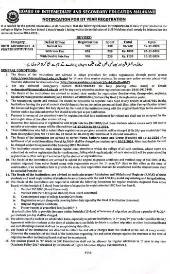 Notification Revised: Registration 2024-25
