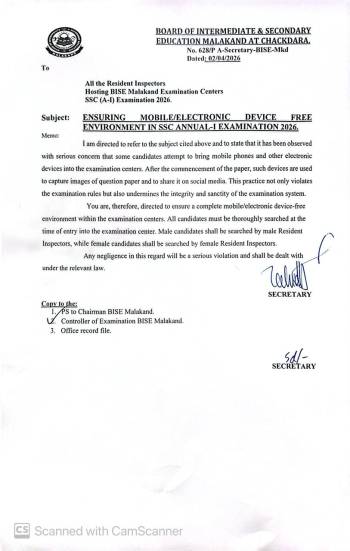 To Resident Inspector: Ensuring Mobile/Electronic Device Free Environment in SSC