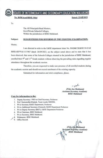 Suggestions for reforms in the existing examination